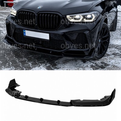 Юбка переднего бампера для BMW X5M G05 F95 2019-2022 ABS пластик, черный глянец