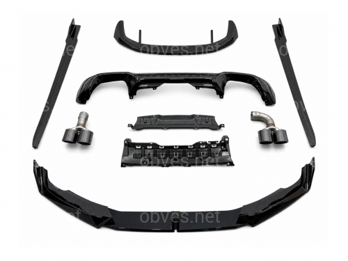 Комплект обвеса M-Performance (юбка, диффузор, лезвия, спойлер, трубы) для BMW X3 G01 LCI 2022-2024, цвет черный глянец