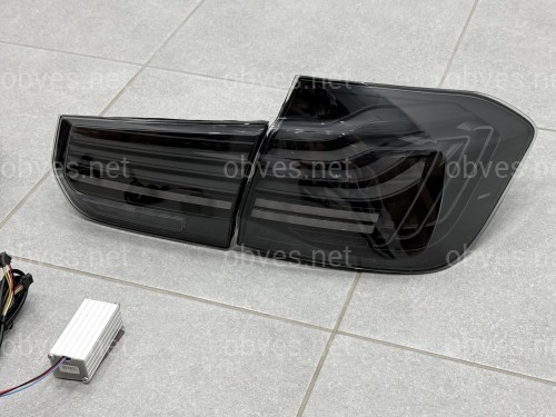 Задние LED фонари стиль CSL для BMW 3 series F30 2012-2018 дымчатые, комплект 4шт.