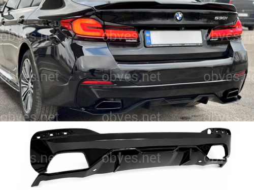 Диффузор накладка заднего бампера M-Performance BMW 5 series G30 2017- черный глянец Диффузор накладка заднего бампера M-Performance BMW 5 series G30 2017- черный глянец