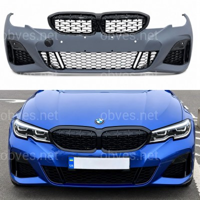 Бампер передний с решеткой M340i Shadowline BMW 3 series G20 2018-2022