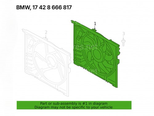 17428666817 BMW диффузор с вентилятором 2.0 600W 17428666817 BMW диффузор с вентилятором 2.0 600W