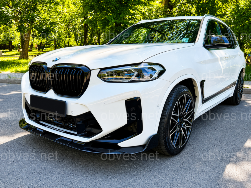 Юбка переднего бампера X3M F97 / X4M F98 2022-2024, цвет черный глянец Юбка переднего бампера X3M F97 / X4M F98 2022-2024, цвет черный глянец