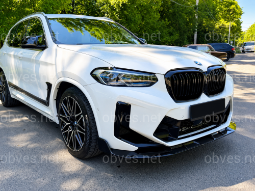 Юбка переднего бампера X3M F97 / X4M F98 2022-2024, цвет черный глянец Юбка переднего бампера X3M F97 / X4M F98 2022-2024, цвет черный глянец