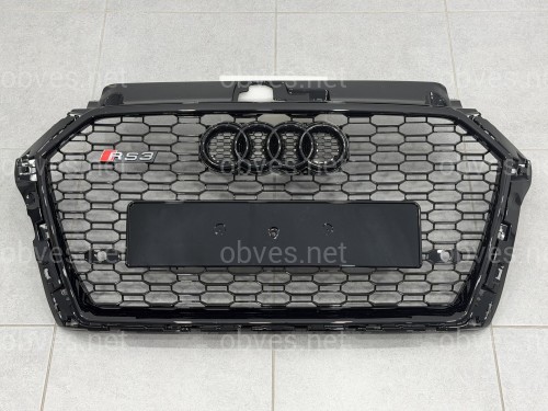 Решетка радиатора стиль RS3 BLACK для Audi A3 2017-2020