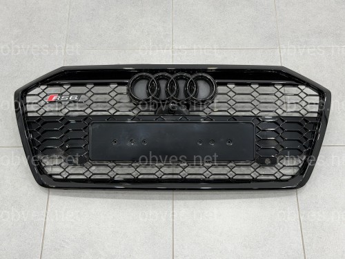 Решетка радиатора стиль RS6 BLACK для Audi A6 C8 2018+