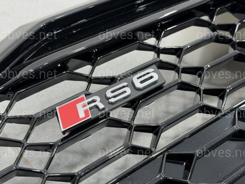 Решетка радиатора стиль RS6 BLACK для Audi A6 C8 2018+