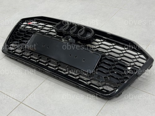 Решетка радиатора стиль RS6 BLACK для Audi A6 C8 2018+