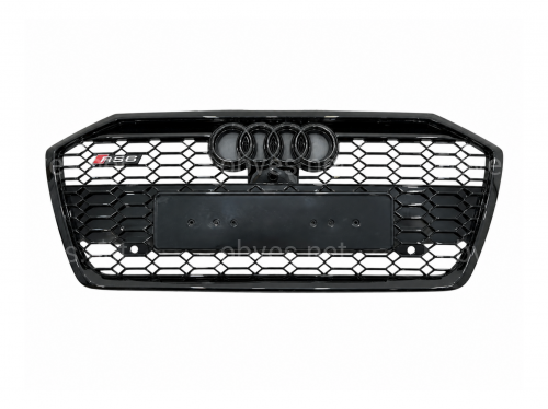 Решетка радиатора стиль RS6 BLACK для Audi A6 C8 2018+