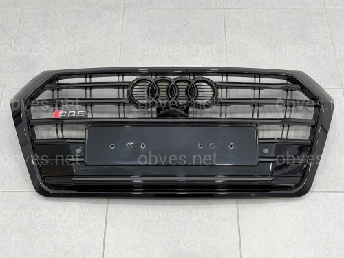 Решетка радиатора стиль SQ5 BLACK для Audi Q5 2017-2020