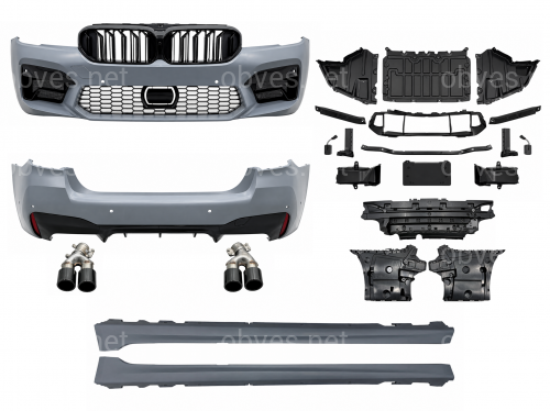 Комплект обвеса M5 F90 LCI BMW 5 series G30 2020+ (передний / задний бампер, пороги, насадки на труби, жалюзи, ноздри) Комплект обвеса M5 F90 LCI BMW 5 series G30 2020+ (передний / задний бампер, пороги, насадки на труби, жалюзи, ноздри)