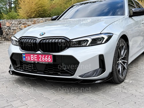 Юбка накладка переднего бампера BMW 3 series G20 G21 LCI 2022+ черный глянец Юбка накладка переднего бампера BMW 3 series G20 G21 LCI 2022+ черный глянец