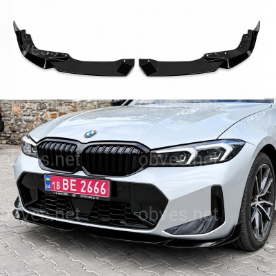 Юбка накладка переднего бампера BMW 3 series G20 G21 LCI 2022+ черный глянец Юбка накладка переднего бампера BMW 3 series G20 G21 LCI 2022+ черный глянец