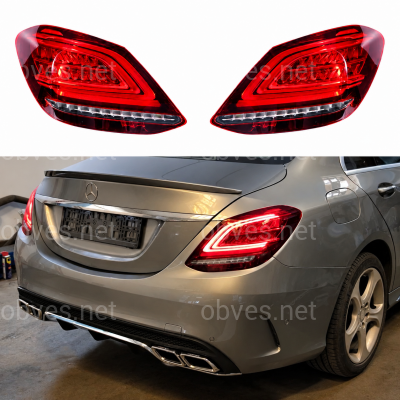 Задние LED фонари рестайлинг 2019+ для Mercedes-Benz C-class W205 2015-2021 желтый поворот Задние LED фонари рестайлинг 2019+ для Mercedes-Benz C-class W205 2015-2021 желтый поворот