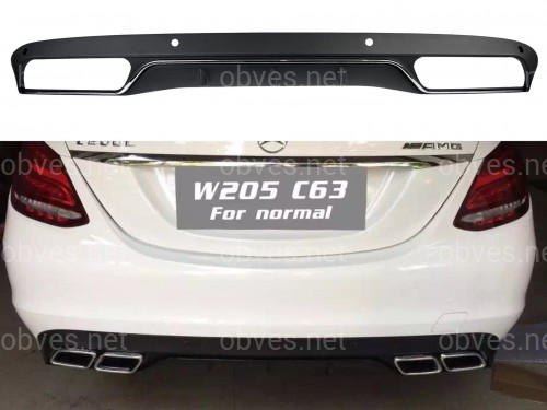 Накладка заднего бампера черная с хромом (диффузор) в стиле AMG C63 Mercedes C-Class W205 2015-2021 к обычному бамперу Накладка заднего бампера черная с хромом (диффузор) в стиле AMG C63 Mercedes C-Class W205 2015-2021 к обычному бамперу