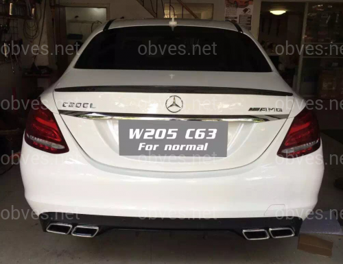 Накладка заднего бампера черная с хромом (диффузор) в стиле AMG C63 Mercedes C-Class W205 2015-2021 к обычному бамперу Накладка заднего бампера черная с хромом (диффузор) в стиле AMG C63 Mercedes C-Class W205 2015-2021 к обычному бамперу