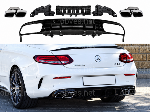 Диффузор заднего бампера с насадками труб AMG63 Mercedes C205 Coupe 2015-2022