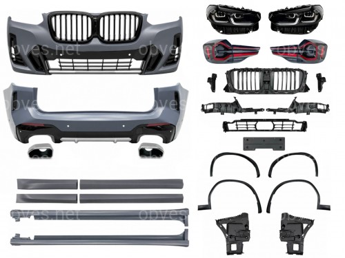 Обвес комплект рестайлинга М пакет LCI 2022+ для BMW X3 G01 2018-2021 с фарами Shadow Line
