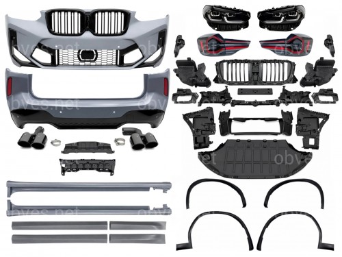 Обвес комплект рестайлинга X3M F97 LCI 2022+ для BMW X3 G01 2018-2021 с фарами Shadow Line