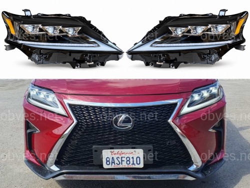 Фары Full LED 3 линзы Lexus RX 350 / 450H 2012-2015 в стиле рестайлинг 2020