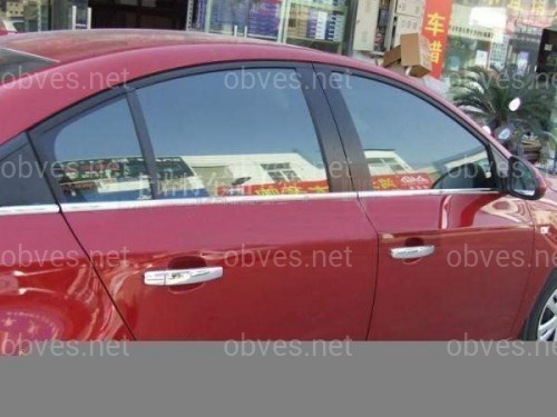 Молдинги окна нижние Chevrolet Cruze седан 2009-2015 (нержавеющая сталь) комплект 6шт.