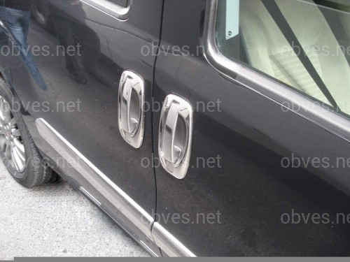 Хрмированные накладки ручек с окантовкой Fiat Fiorino/ Qubo 2008 / Citroen Nemo / Peugeot Bipper / Doblo 2010- (нержавеющая сталь) 8 частей